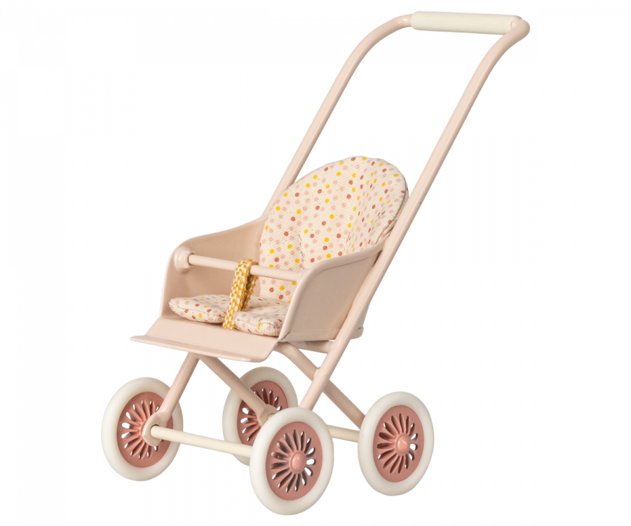 Puuterinväriset rattaat micro-kokoiselle Maileg-hahmolle