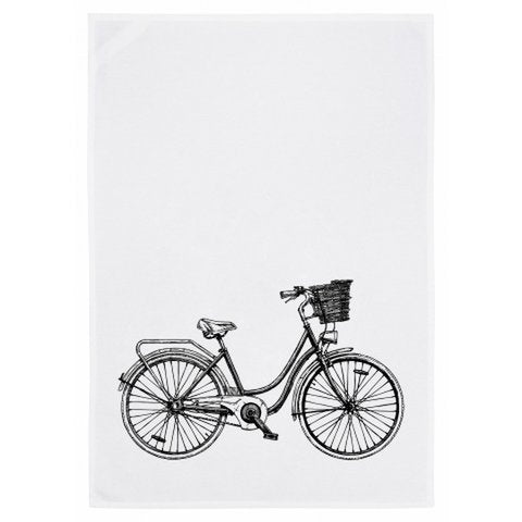 Keittiöpyyhe, mustavalkoinen polkupyörä