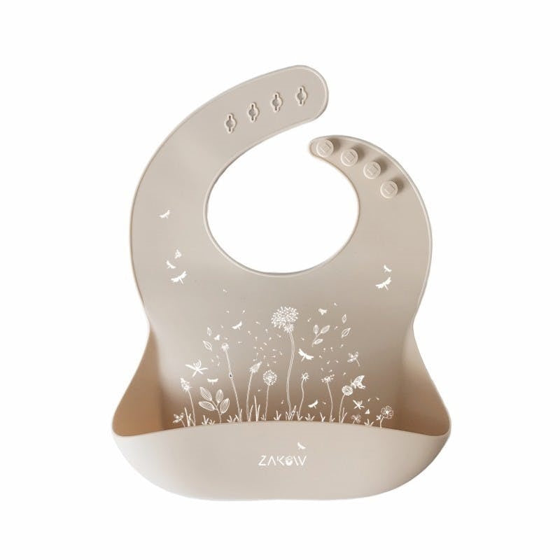 Silikoninen ruokalappu, beige, niitty